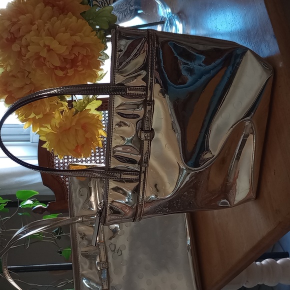 kate spade Bags Kate Spade Gold Metallic Authentic Tote Smaller In Size Look Over Pictures